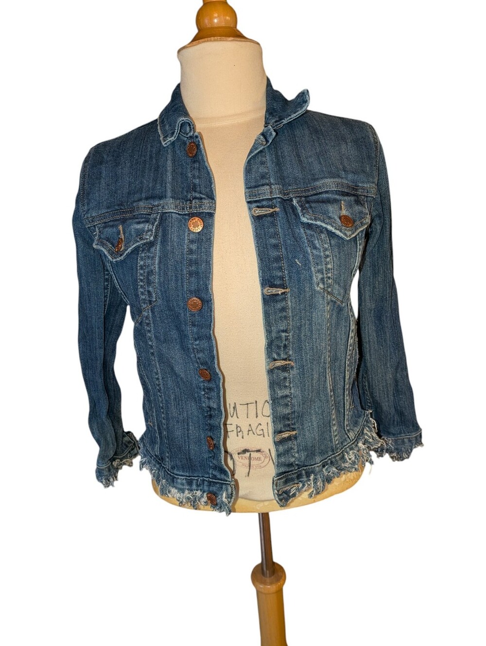 Lucky Brand The Tomboy Trucker Denim Fringed Jean Jacket Size Xs